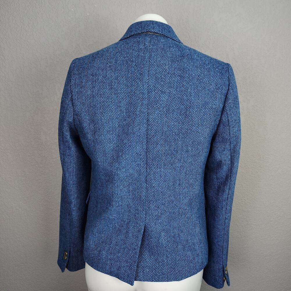 J.Crew Factory Herringbone Wool-blend Schoolboy Blue Blazer Size 10 - Picture 3 of 14